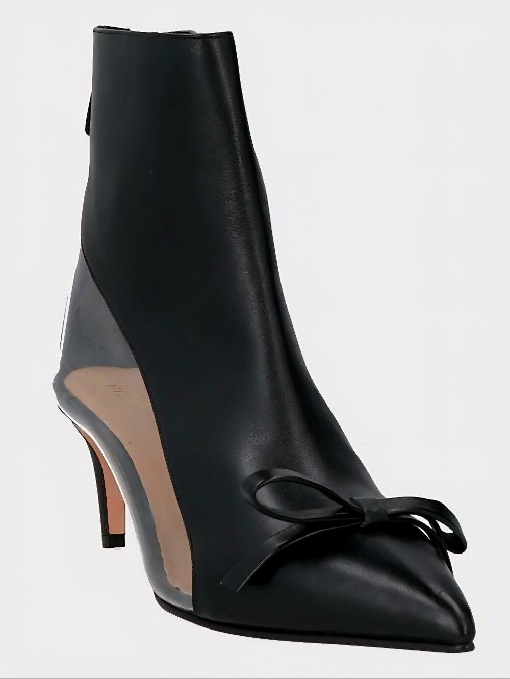 Red Valentino Black Women's Pointed Toe Ankle Boot with Bow Clear Sides. 9
